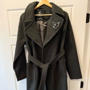 DISTURBIA NWOT - US 6 Mirkwood Longline Belted Coat with Brooch